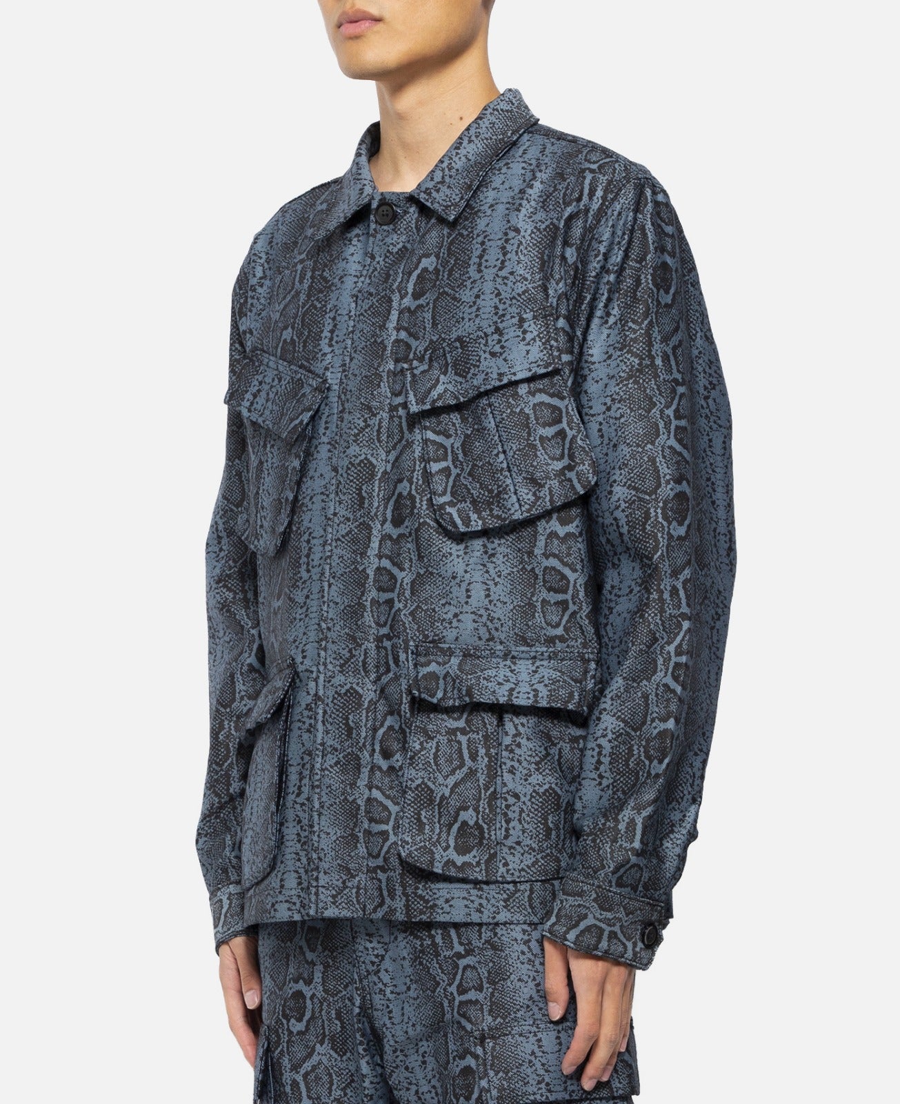 Snakeskin Cargo Jacket (Blue)