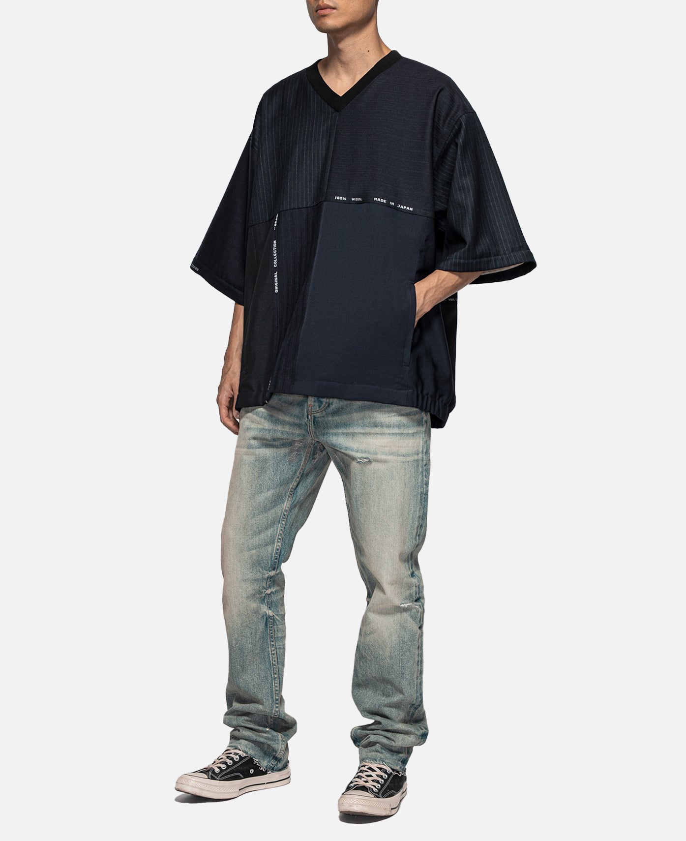Dead Stock Wool Patchwork PO (Navy)