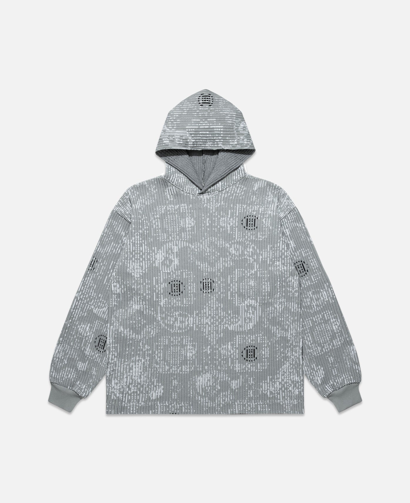 Bandana Silk Pattern Knit Hoodie (Grey)