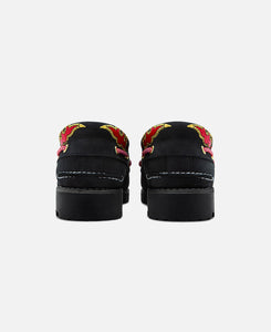 Women's Noreen 3-Eye Lug Handsewn Boat Shoes (Black)