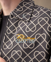 Hearted Pattern Zip Up Jacket (Grey)