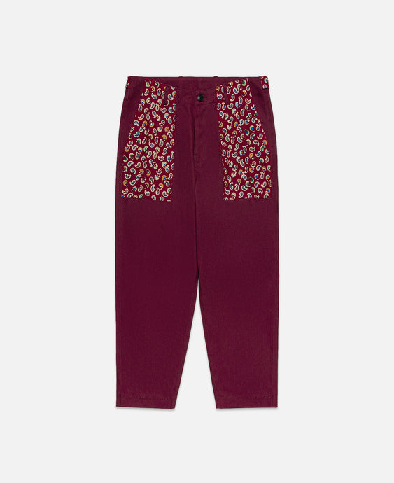 Paisley Panel Pants (Burgundy)