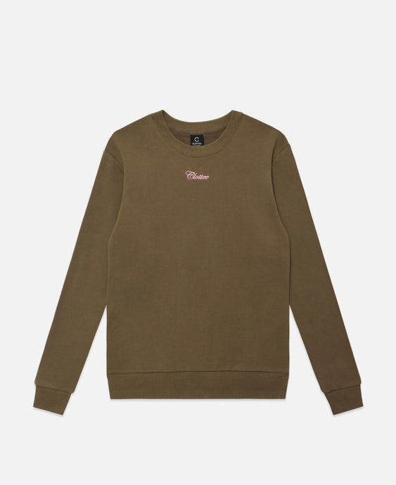 CLOTTEE Script Crewneck Sweatshirt (Olive)