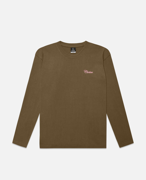 CLOTTEE Script L/S T-Shirt (Olive)