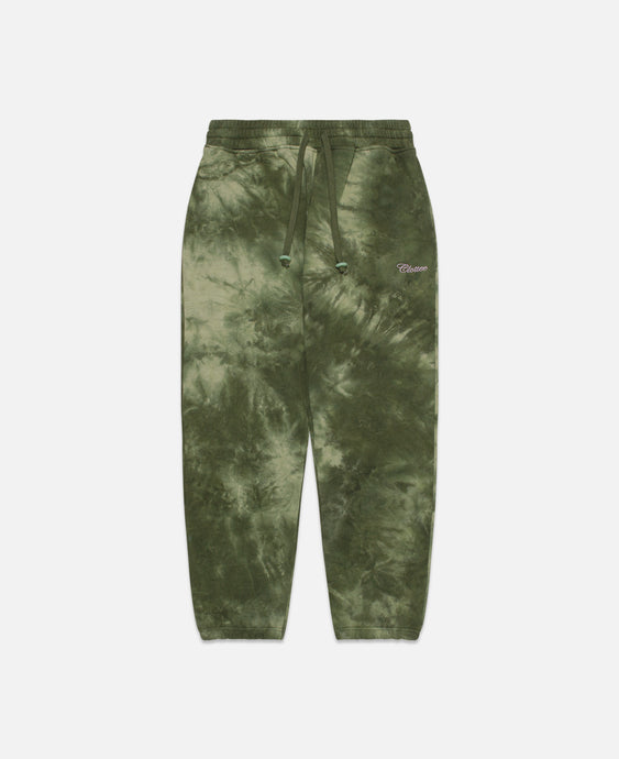 CLOTTEE Script Tie Dye Sweatpants (Olive)