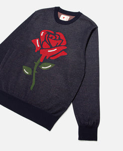 Melting Rose Knitted Crewneck (Navy)