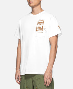 Printed Cross Crew Neck Pocket T-Shirt (White)