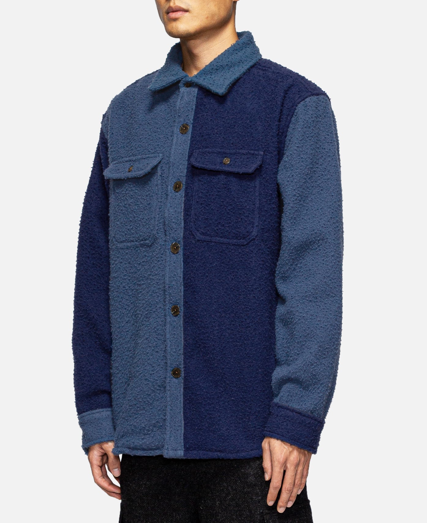 Boiled Wool Overshirt (Navy)