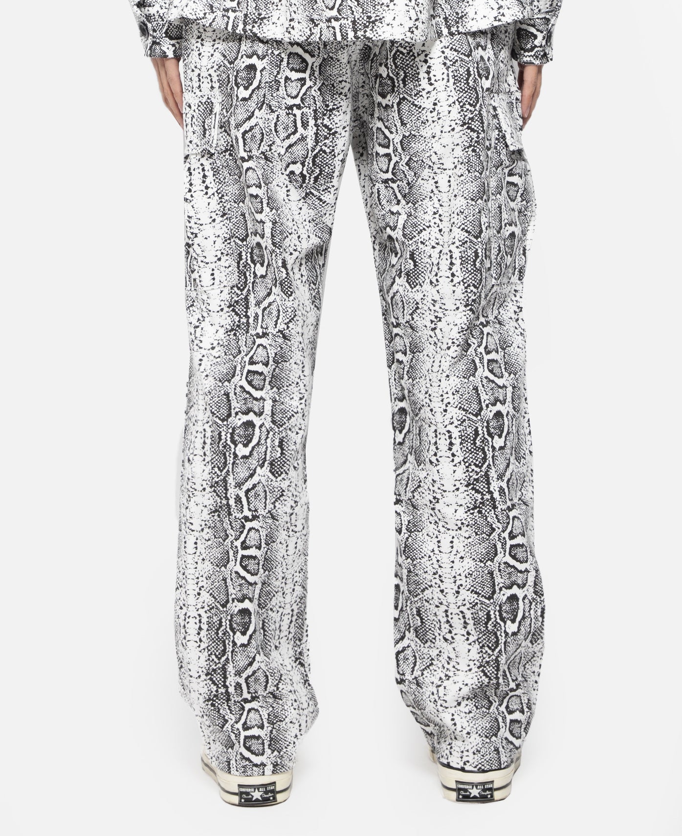 Snakeskin Cargo Pants (White)
