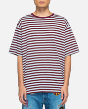 Needles Crew Neck Stripe T-Shirt (Burgundy)