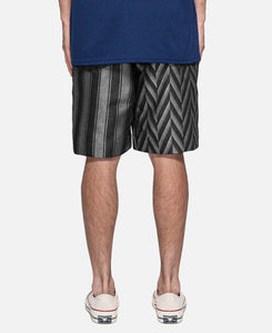 Stripe Denim Fatigue Shorts (Charcoal)